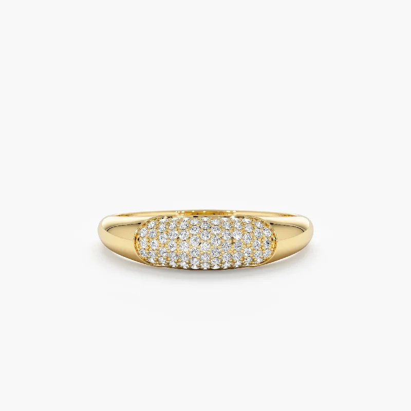 Men's Topaz Engagement Rings in 10K Gold with a Channel - Set Diamond BandPave Diamond Dome Ring, Amira