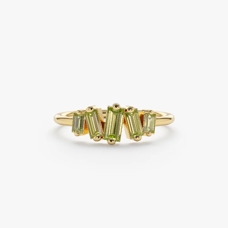Men's Ruby Engagement Rings in Rose Gold with a Solitaire Design for a Romantic GestureBaguette Peridot Cluster Ring, Lupita
