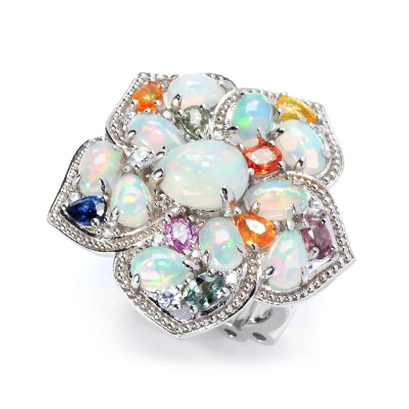 Opal Gemstone Rings in Rose Gold with a Milgrain Edge for a Feminine and Romantic StyleDallas Prince Sterling Silver Ethiopian Opal & Multi Gemstone Flower Ring Opal Gemstone Rings in Rose Gold with a Milgrain Edge for a Feminine and Romantic StyleDallas Prince Sterling Silver Ethiopian Opal & Multi Gemstone Flower Ring