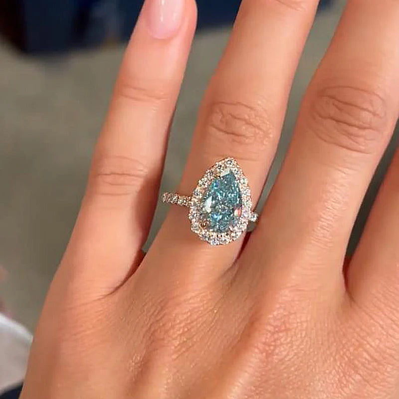 Men's Emerald Engagement Rings with 14K Yellow Gold and Vintage - Style FiligreeVintage Pear Cut Cyan Blue Sterling Silver Engagement Ring In Rose Golden Tone Men's Emerald Engagement Rings with 14K Yellow Gold and Vintage - Style FiligreeVintage Pear Cut Cyan Blue Sterling Silver Engagement Ring In Rose Golden Tone