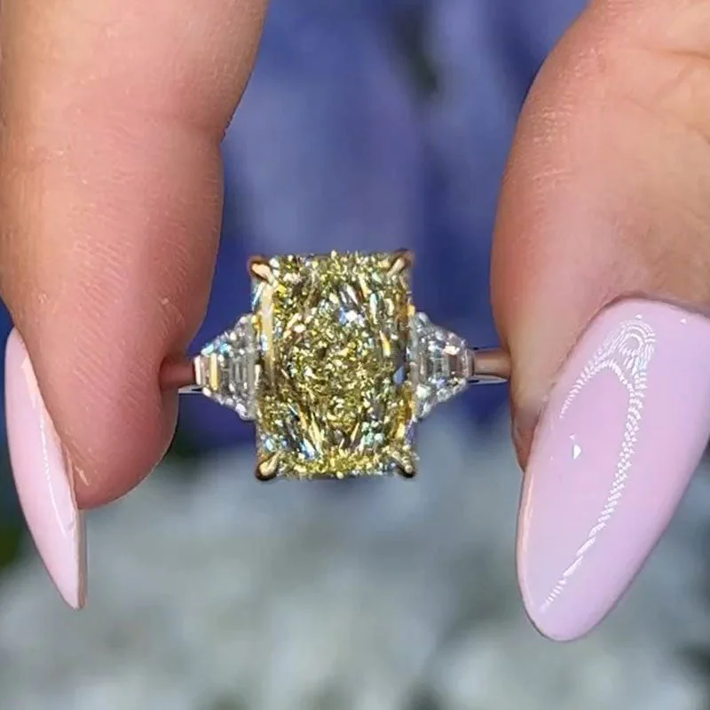 Men's Emerald Engagement Rings with 14K Yellow Gold and Vintage - Style FiligreeFancy Yellow 4CT Radiant Cut Engagement Ring
