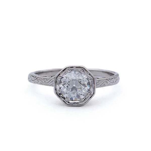 Men's Sapphire Engagement Rings in 18K White Gold with Pave Diamond AccentsReplica Edwardian Engagement Ring #3102-2