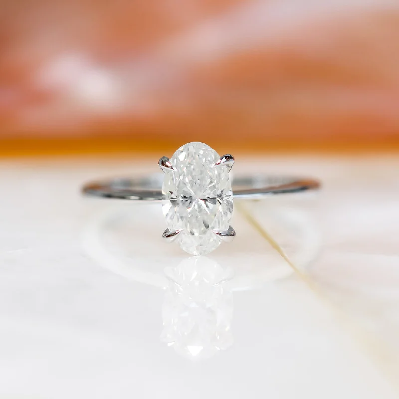 Men's Citrine Engagement Rings in Stainless Steel with a Stackable Band DesignMoonlit Sky Claw Prongs 1.5 -Carat Natural Oval  Diamond Engagement Ring