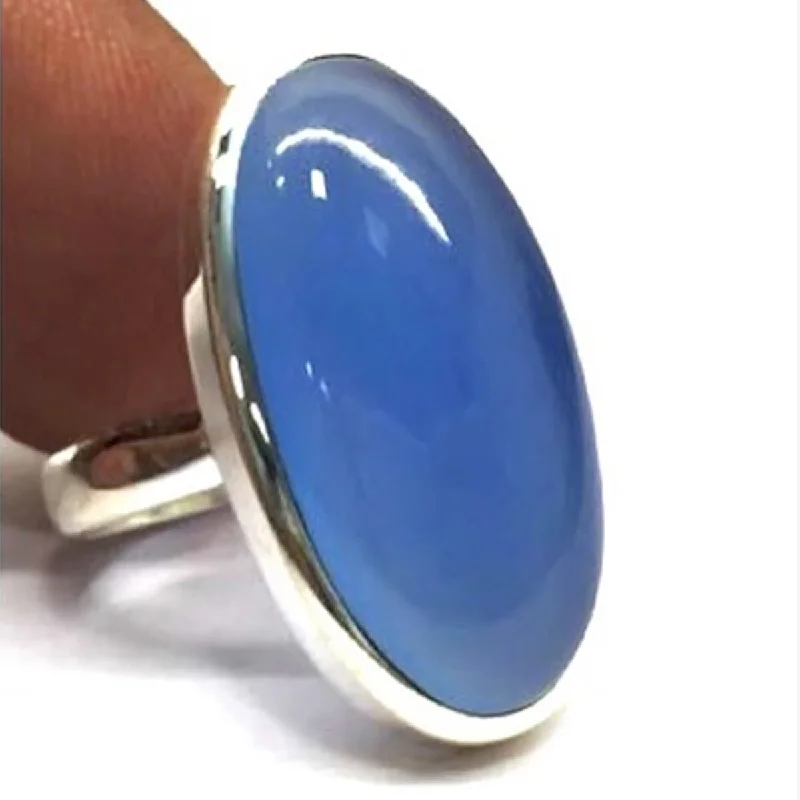 Sapphire Gemstone Rings in 18K White Gold with Diamond Accents for an Elegant Engagement925 Sterling Silver Blue Chalcedony Ring Sapphire Gemstone Rings in 18K White Gold with Diamond Accents for an Elegant Engagement925 Sterling Silver Blue Chalcedony Ring