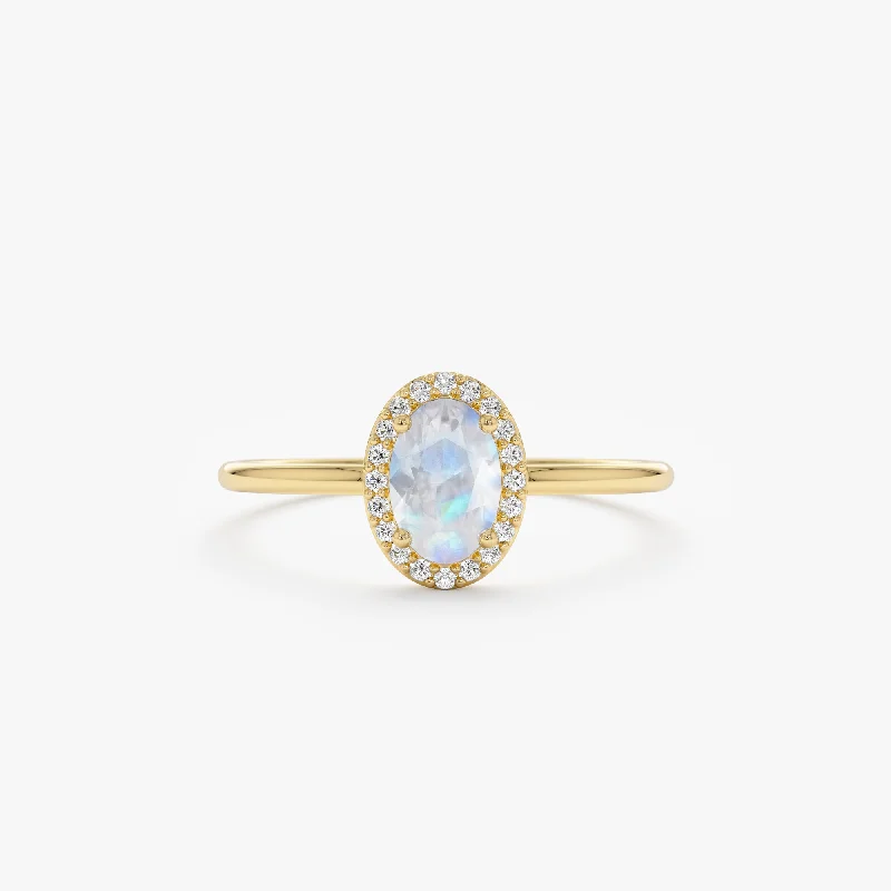 Men's Citrine Engagement Rings in Stainless Steel with a Stackable Band DesignMoonstone and Diamond Engagement Ring, Claire