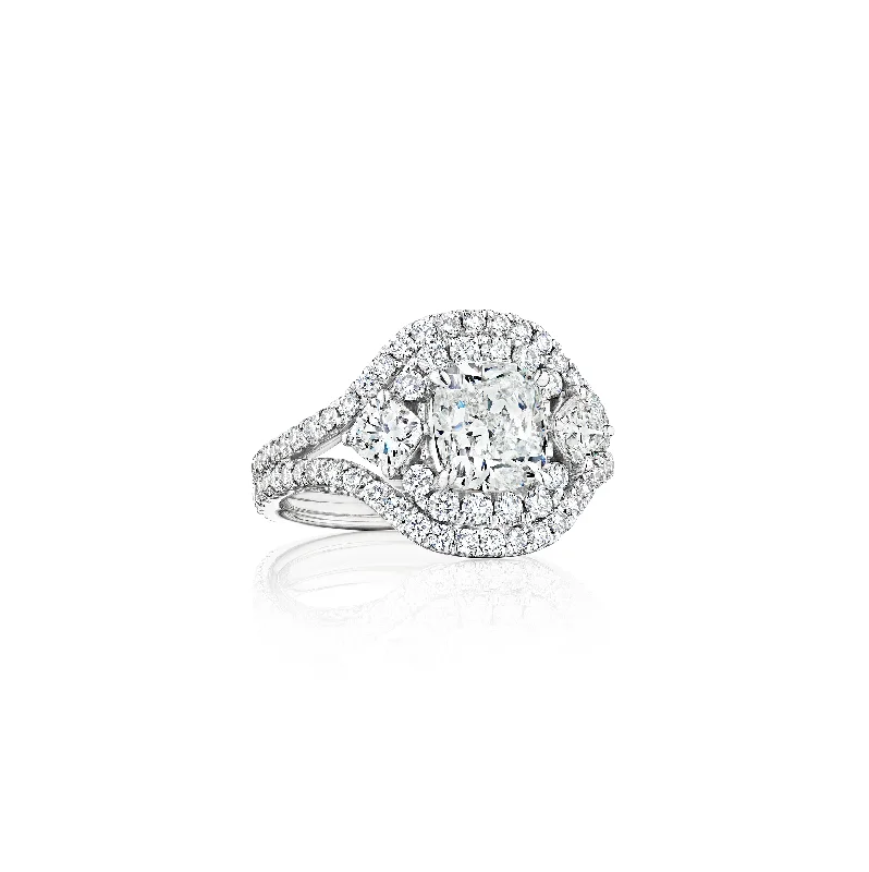Men's Emerald Engagement Rings with 14K Yellow Gold and Vintage - Style FiligreeFink's Exclusive White Gold Double Halo Cushion Diamond Engagement Ring