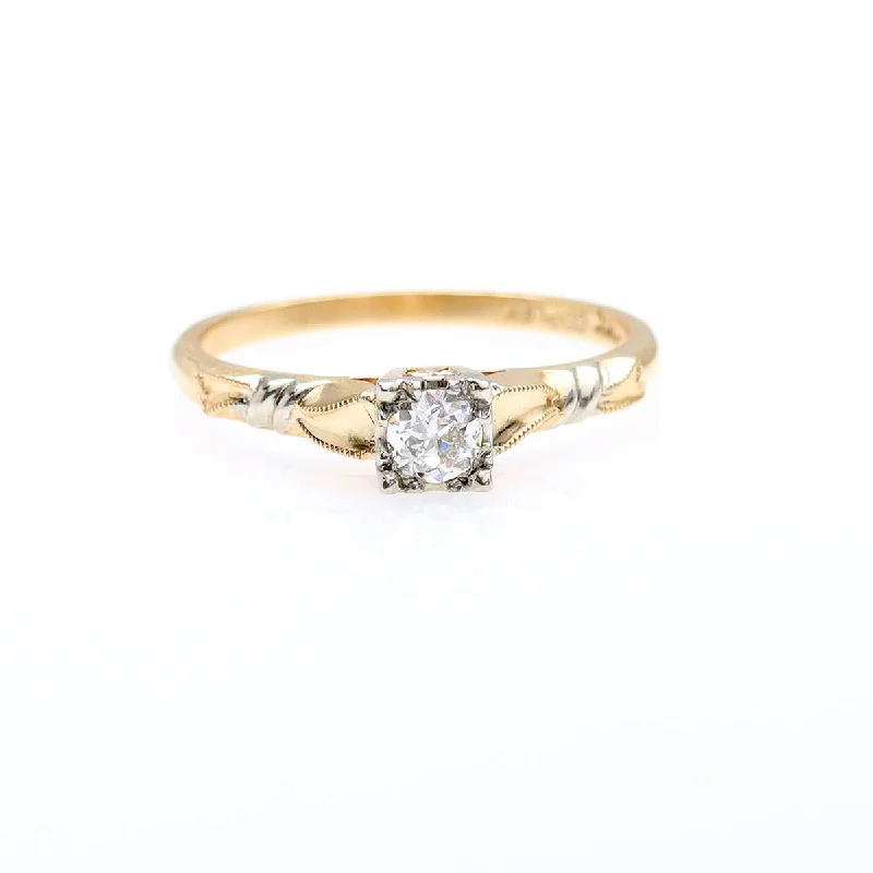 Men's Tourmaline Engagement Rings in 18K Two - Tone Gold with a Floral - Inspired SettingRetro 1940s Engagement Ring #VR241007-2