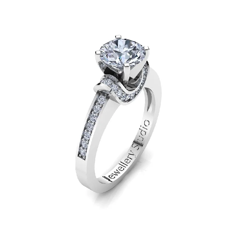 Men's Peridot Engagement Rings in 14K Gold - Filled Metal with a Micro - Pave SettingSolitaire Engagement Ring with 1.00ct Round Brilliant Cut Diamond