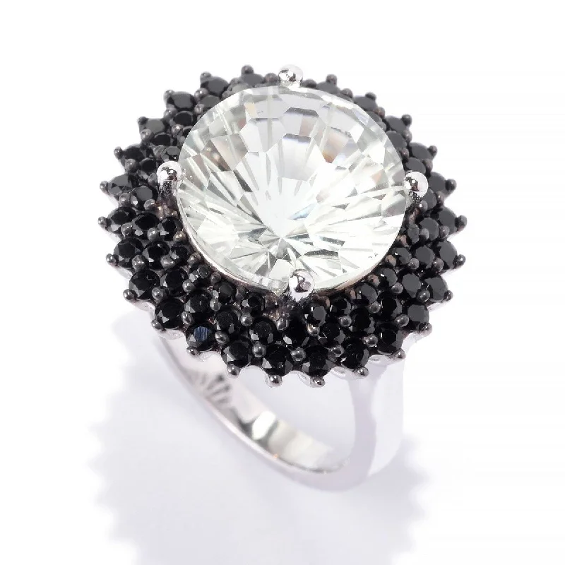 Malachite Gemstone Rings in 14K Gold with a Carved Stone for a Unique and Artistic AppealSs/ 12Mm Round 6.21Ctw Green Amethyst & Black Spinel Halo Cocktail Ring