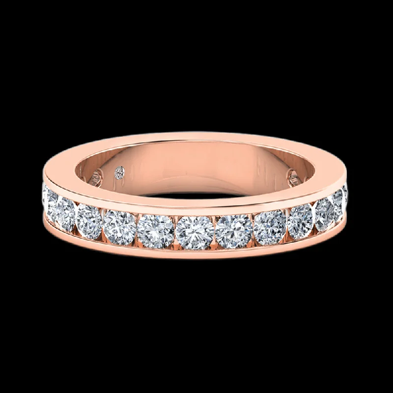 Rose Gold - Plated Engagement and Wedding Band Sets with a Halo of Cubic Zirconia for a Glamorous and Affordable LookIsra - 3/4 Eternity Rose Gold - Plated Engagement and Wedding Band Sets with a Halo of Cubic Zirconia for a Glamorous and Affordable LookIsra - 3/4 Eternity