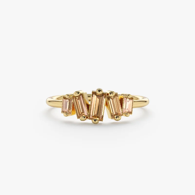 Men's Sapphire Engagement Rings in 18K White Gold with Pave Diamond AccentsBaguette Citrine Cluster Ring, Lupita