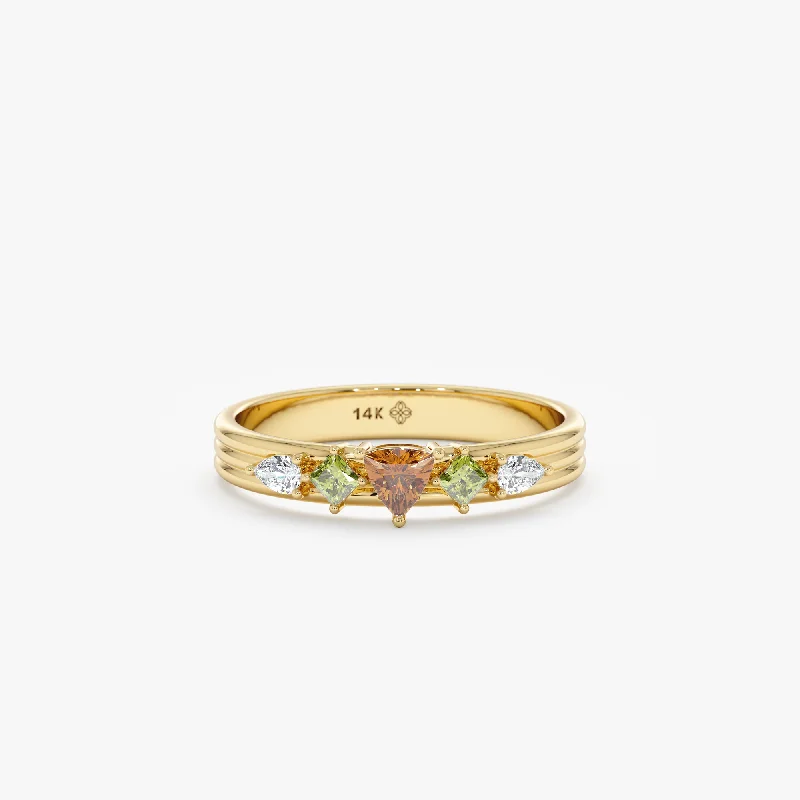 Men's Alexandrite Engagement Rings in Platinum with a Hidden Halo of DiamondsCitrine Peridot Diamond Ring, Farida