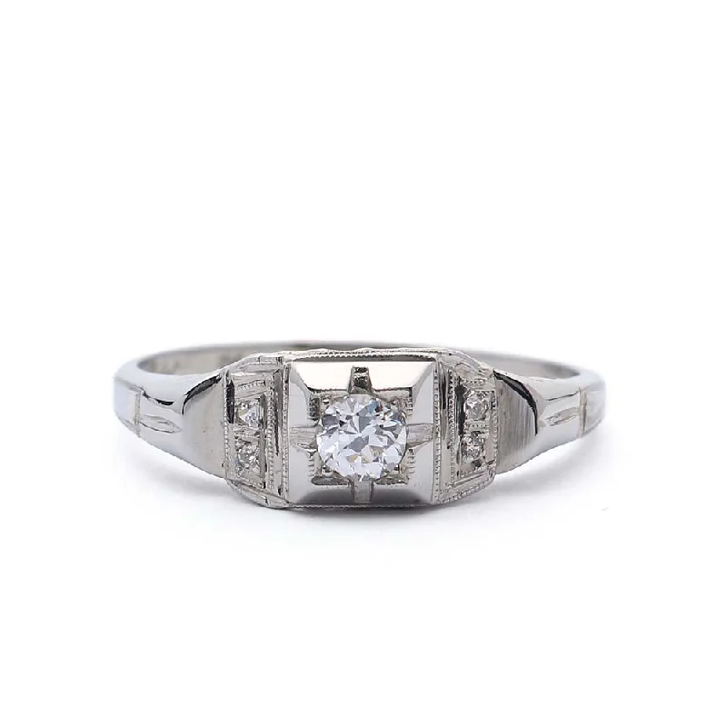 Men's Topaz Engagement Rings in 10K Gold with a Channel - Set Diamond BandCirca 1930s Engagement Ring #VR14707-12