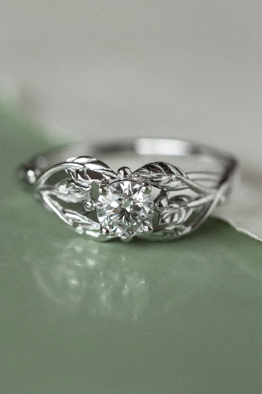 Men's Black Onyx Engagement Rings Set in Titanium for a Modern and Bold LookLab grown diamond branch engagement ring, white gold ring with ethical diamond / Tilia