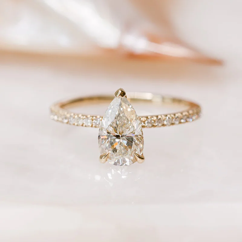 Men's Aquamarine Engagement Rings in 9K Gold with a Bezel - Set StoneLuz 1.5 Carat Natural Pear Cut Diamond Engagement Ring