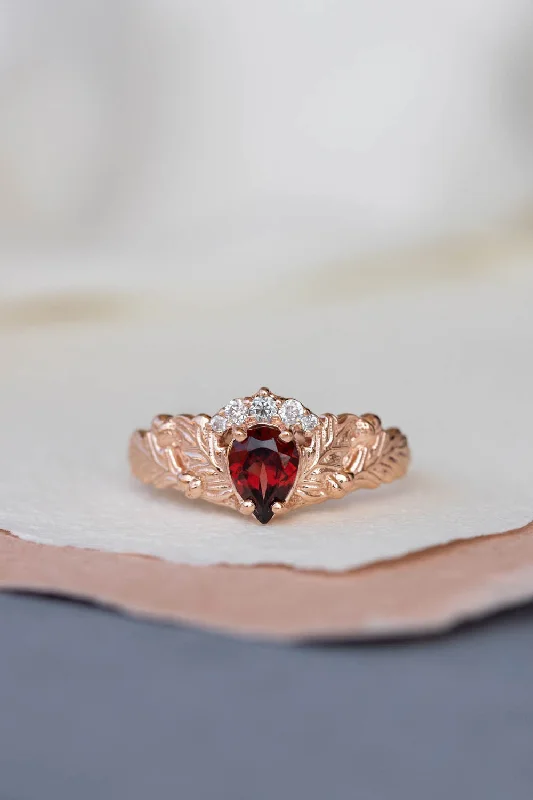 Men's Sapphire Engagement Rings in 18K White Gold with Pave Diamond AccentsDiamond crown and garnet engagement ring, gorgeous nature inspired proposal ring / Royal Oak Men's Sapphire Engagement Rings in 18K White Gold with Pave Diamond AccentsDiamond crown and garnet engagement ring, gorgeous nature inspired proposal ring / Royal Oak