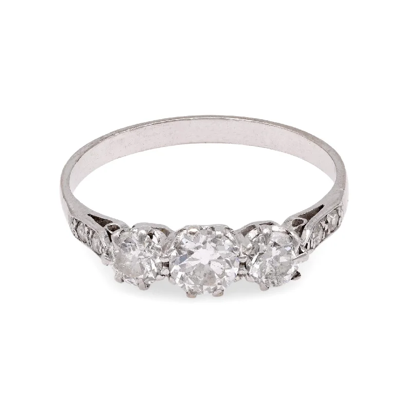 Men's Emerald Engagement Rings with 14K Yellow Gold and Vintage - Style FiligreeArt Deco Diamond Platinum Three Stone Ring