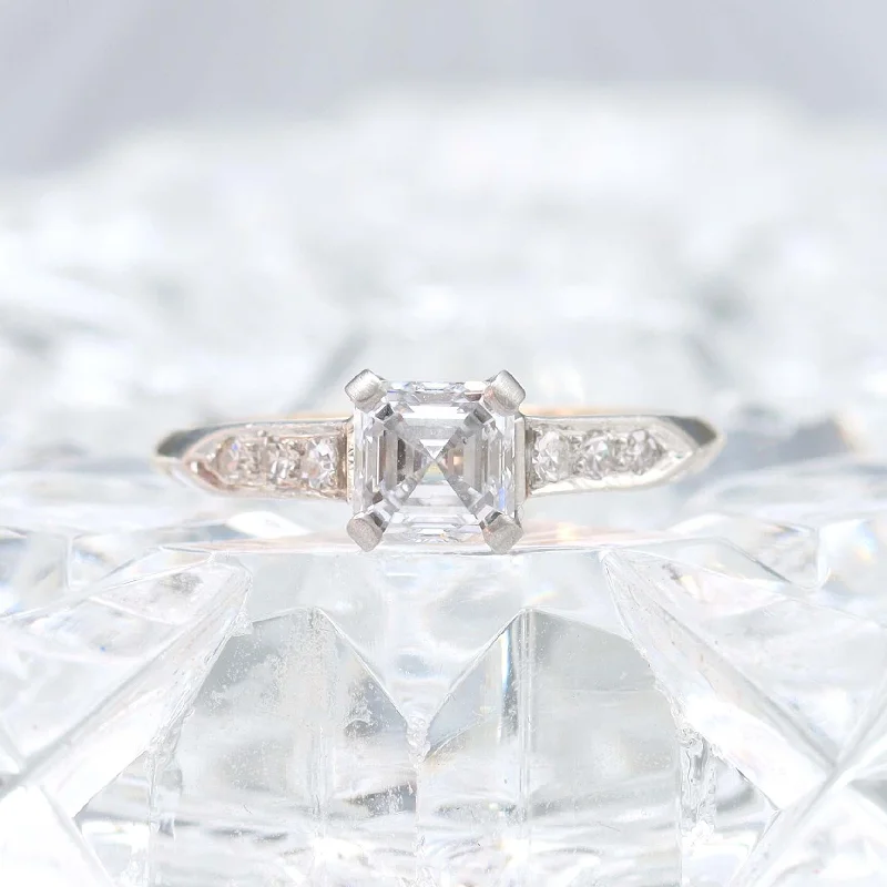 Men's Ruby Engagement Rings in Rose Gold with a Solitaire Design for a Romantic GestureRetro 1950s Asscher Cut Engagement Ring #VR180730-12