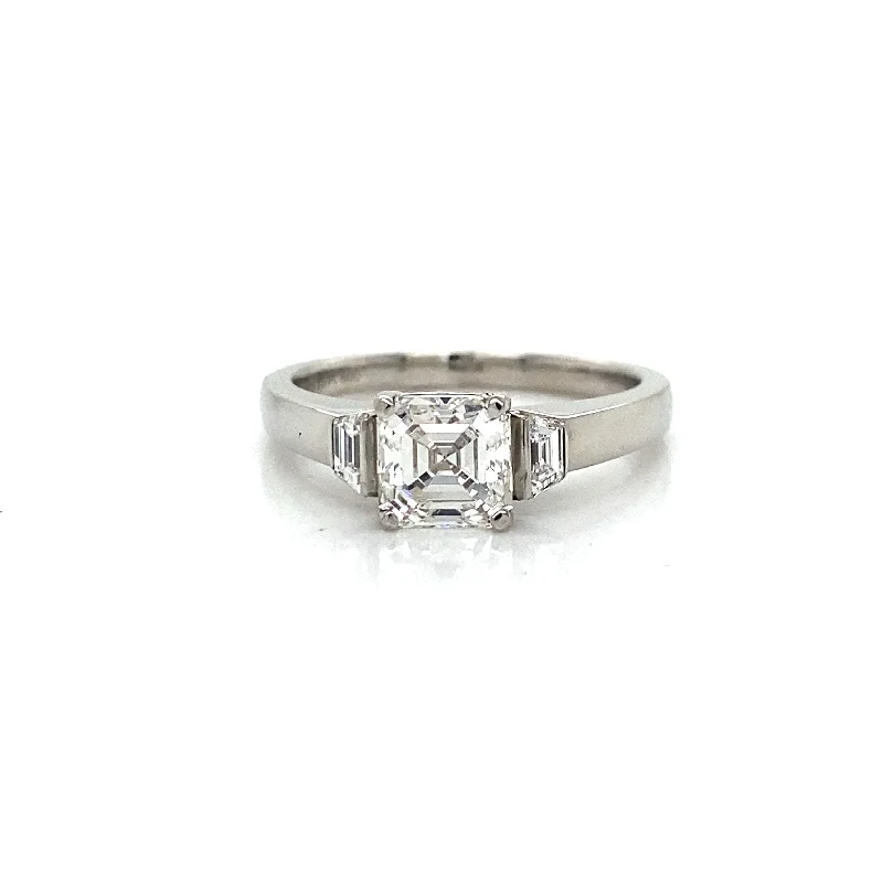 Men's Alexandrite Engagement Rings in Platinum with a Hidden Halo of DiamondsAsscher 3 Stone Engagement RIng