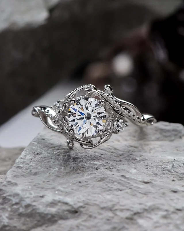 Men's Peridot Engagement Rings in 14K Gold - Filled Metal with a Micro - Pave SettingREADY TO SHIP: Undina engagement ring in 14K white gold, lab-grown diamond & accent lab diamonds, RING SIZES: 5.5 - 8.5 US