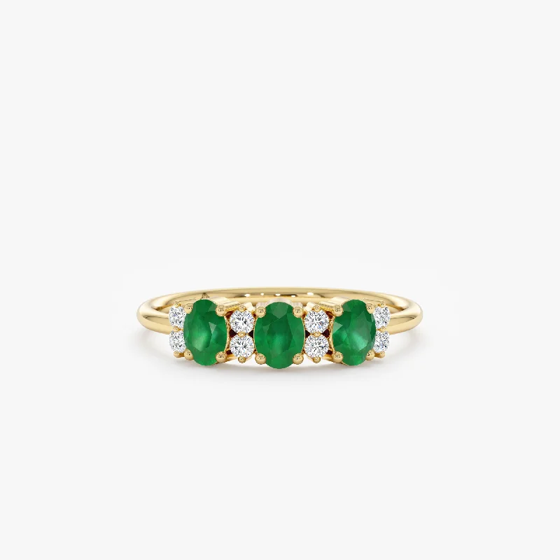 Men's Sapphire Engagement Rings in 18K White Gold with Pave Diamond AccentsDiamond and Oval Emerald Ring, Blair