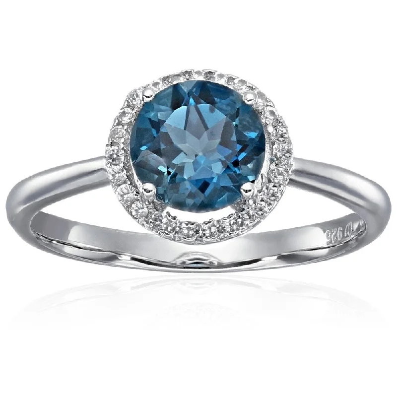 Agate Gemstone Rings in Sterling Silver with a Mosaic - Inspired Inlay for a Bohemian StyleSterling Silver London Blue Topaz, White Zircon Ring Size - 7 Agate Gemstone Rings in Sterling Silver with a Mosaic - Inspired Inlay for a Bohemian StyleSterling Silver London Blue Topaz, White Zircon Ring Size - 7