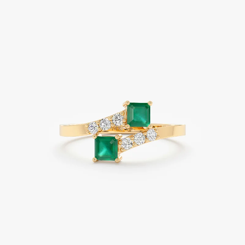 Men's Tourmaline Engagement Rings in 18K Two - Tone Gold with a Floral - Inspired SettingEmerald and Diamond Wrap Ring, Ezra