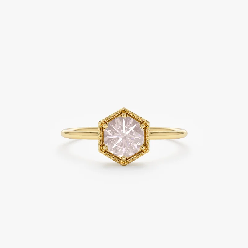 Men's Malachite Engagement Rings in 14K Gold with a Carved Stone CenterpieceHexagon Rose Quartz Ring, Anaya Men's Malachite Engagement Rings in 14K Gold with a Carved Stone CenterpieceHexagon Rose Quartz Ring, Anaya