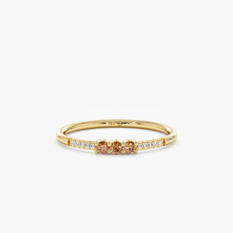 Men's Citrine Engagement Rings in Stainless Steel with a Stackable Band DesignNatural Citrine and Diamond Ring, Jamie