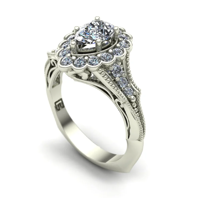 Men's Turquoise Engagement Rings in 925 Silver with a Southwestern - Inspired BandPear-cut diamond engagement ring in 18k white gold