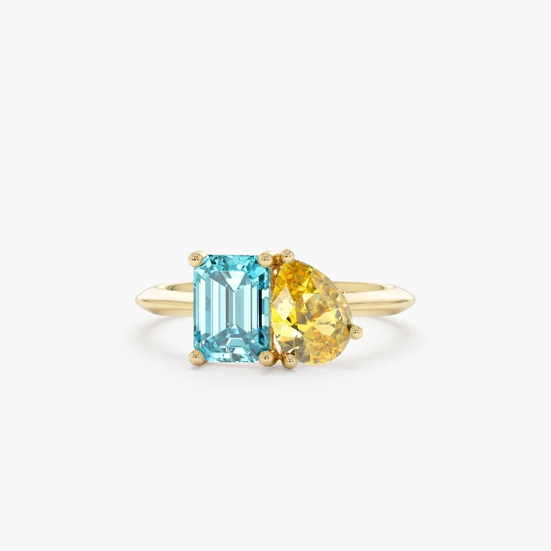 Men's Tourmaline Engagement Rings in 18K Two - Tone Gold with a Floral - Inspired SettingToi et Moi Engagement Ring, Grace
