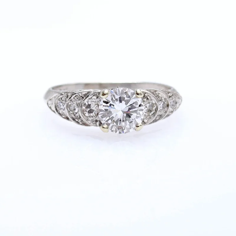 Men's Tourmaline Engagement Rings in 18K Two - Tone Gold with a Floral - Inspired SettingMid-Century Diamond Engagement Ring #VR241004