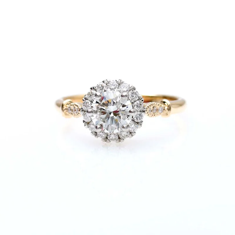 Men's Diamond Engagement Rings with Platinum Band and Halo Setting for a Luxury ProposalThe Adelaide Halo Ring #3637-1