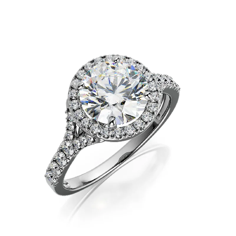 Men's Tourmaline Engagement Rings in 18K Two - Tone Gold with a Floral - Inspired SettingFull Moon Accent Diamonds Natural Round Cut Diamond Engagement Ring