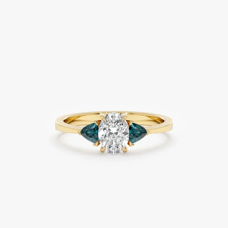 Men's Turquoise Engagement Rings in 925 Silver with a Southwestern - Inspired BandTeal Sapphire Diamond Engagement Ring, Katja