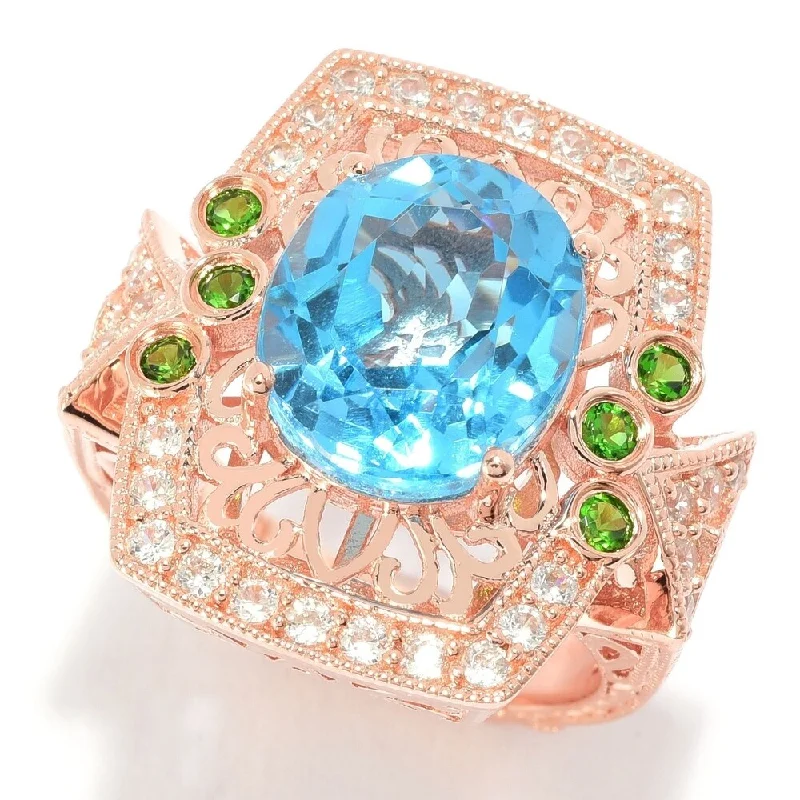 Tourmaline Gemstone Rings in 18K Two - Tone Gold with a Floral - Shaped Setting for a Feminine TouchSterling Silver Oval Swiss Blue Topaz Filigree Ring Tourmaline Gemstone Rings in 18K Two - Tone Gold with a Floral - Shaped Setting for a Feminine TouchSterling Silver Oval Swiss Blue Topaz Filigree Ring