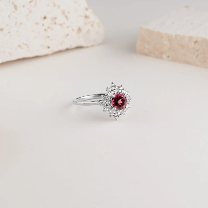 Rose Gold - Plated Engagement and Wedding Band Sets with a Halo of Cubic Zirconia for a Glamorous and Affordable Look9K White Gold Rhodolite and Diamond Halo Vintage Dress Ring 0.37tdw Rose Gold - Plated Engagement and Wedding Band Sets with a Halo of Cubic Zirconia for a Glamorous and Affordable Look9K White Gold Rhodolite and Diamond Halo Vintage Dress Ring 0.37tdw