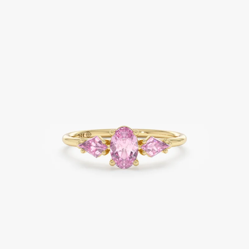 Men's Agate Engagement Rings in Sterling Silver with a Mosaic - Style InlayNatural Pink Sapphire Engagement Ring, Rosalina