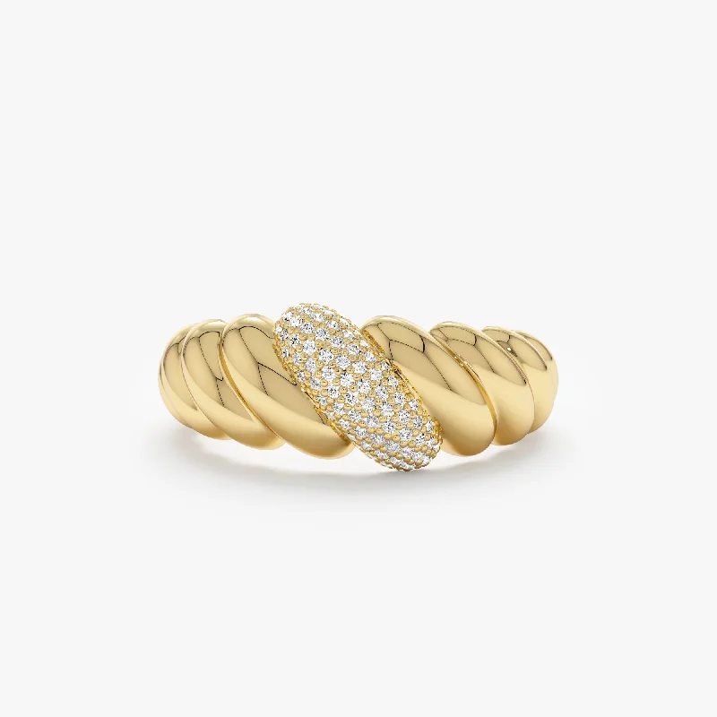Men's Moonstone Engagement Rings in Silver - Plated Copper with a Celtic Knot PatternDiamond Croissant Ring, Amina
