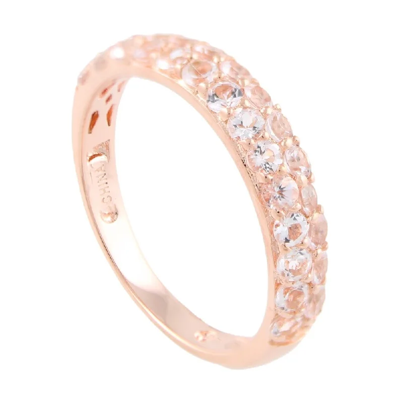 Tourmaline Gemstone Rings in 18K Two - Tone Gold with a Floral - Shaped Setting for a Feminine TouchSterling Silver Morganite Stack Band Ring Tourmaline Gemstone Rings in 18K Two - Tone Gold with a Floral - Shaped Setting for a Feminine TouchSterling Silver Morganite Stack Band Ring