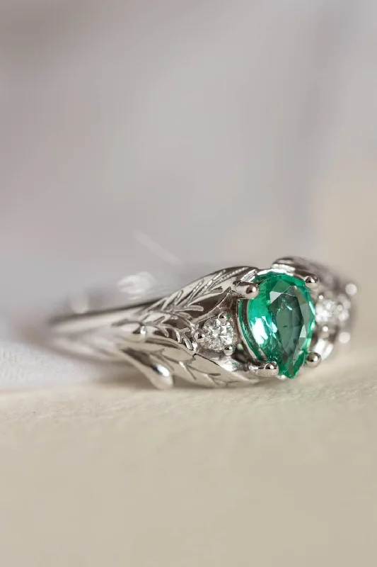 Men's Topaz Engagement Rings in 10K Gold with a Channel - Set Diamond BandNatural emerald engagement ring with side diamonds / Wisteria Men's Topaz Engagement Rings in 10K Gold with a Channel - Set Diamond BandNatural emerald engagement ring with side diamonds / Wisteria