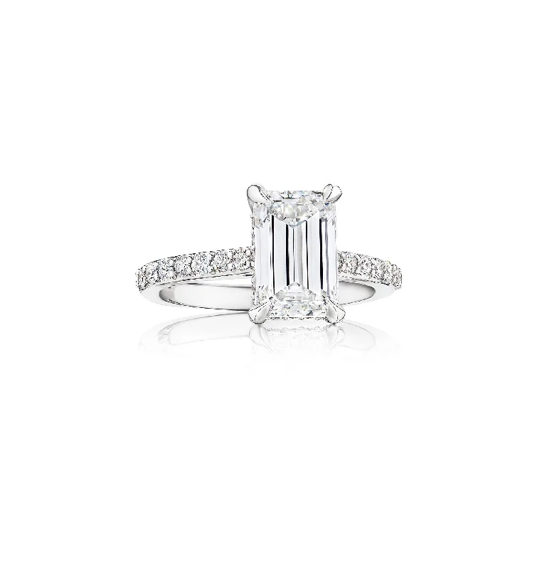Men's Black Onyx Engagement Rings Set in Titanium for a Modern and Bold LookThe Studio Collection Emerald Cut Diamond Engagement Ring with Diamond Pave Shank