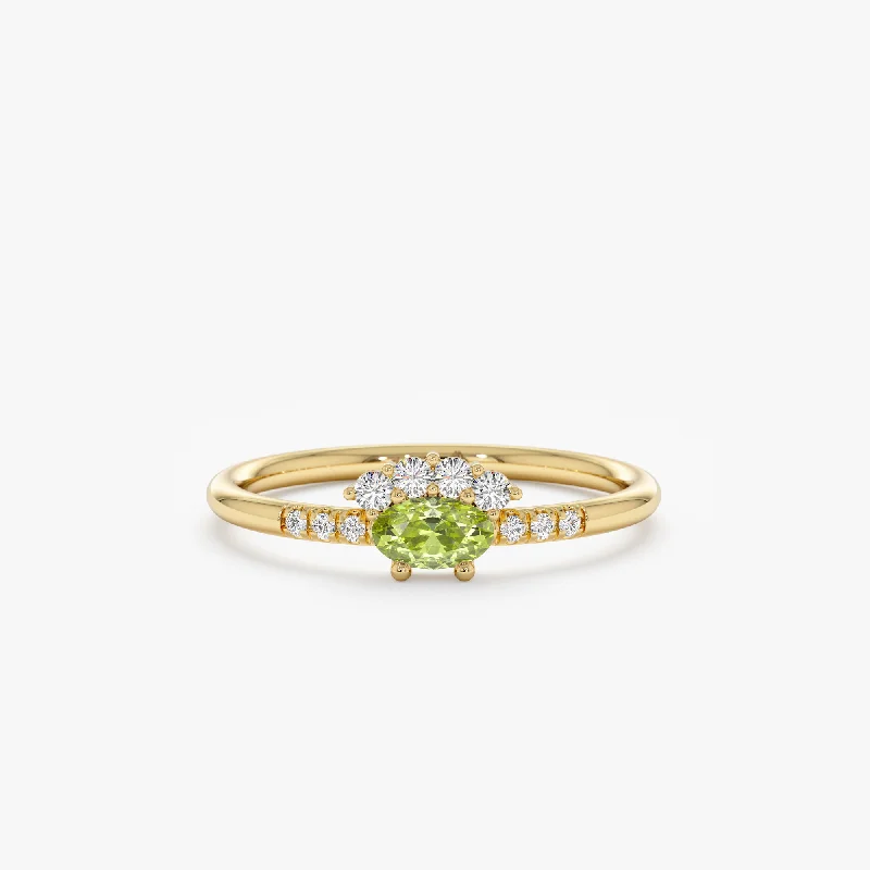 Men's Emerald Engagement Rings with 14K Yellow Gold and Vintage - Style FiligreePeridot Diamond Crown Ring, Marlowe Men's Emerald Engagement Rings with 14K Yellow Gold and Vintage - Style FiligreePeridot Diamond Crown Ring, Marlowe