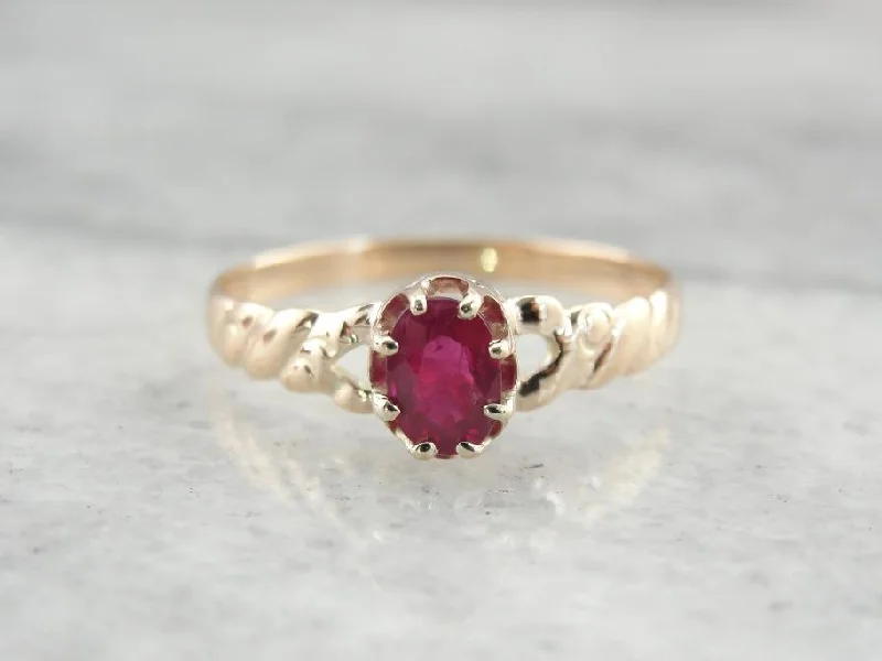 Ruby Gemstone Rings in 14K Yellow Gold with a Solitaire Setting for a Classic and Bold StatementAntique Ruby and Gold Ladies Ring for Everyday Ruby Gemstone Rings in 14K Yellow Gold with a Solitaire Setting for a Classic and Bold StatementAntique Ruby and Gold Ladies Ring for Everyday