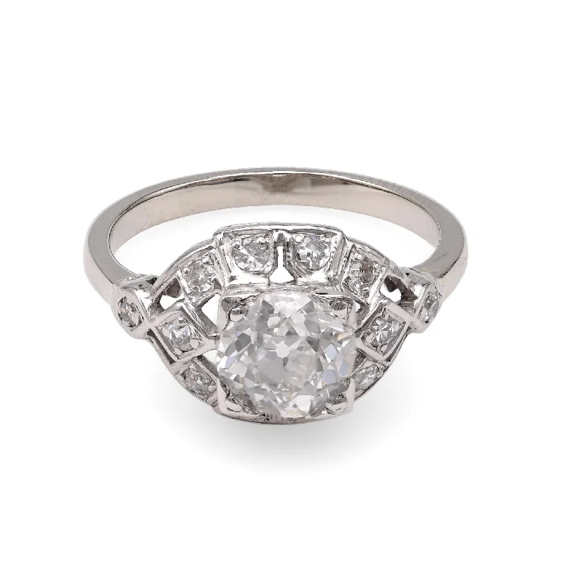 Men's Topaz Engagement Rings in 10K Gold with a Channel - Set Diamond BandArt Deco Platinum Diamond Ring