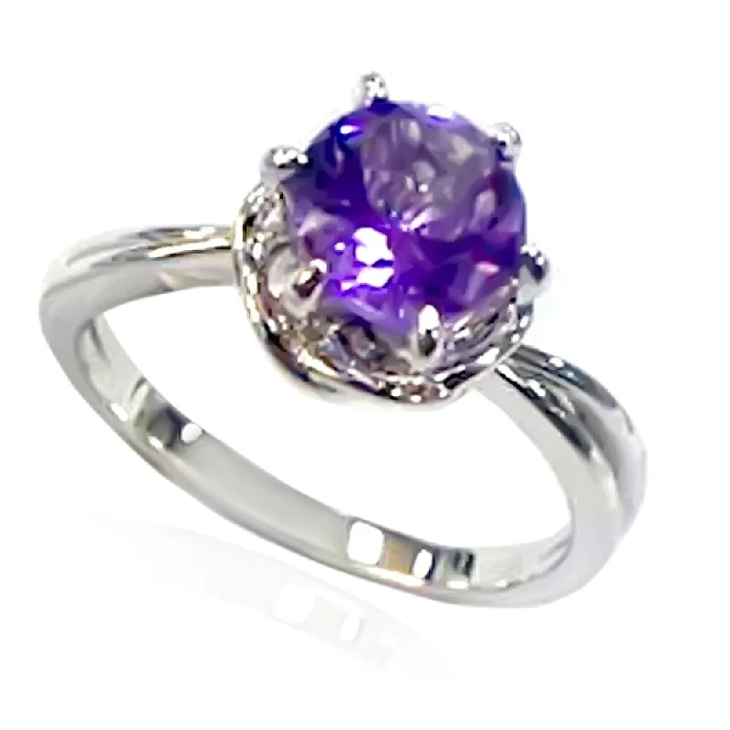 Tourmaline Gemstone Rings in 18K Two - Tone Gold with a Floral - Shaped Setting for a Feminine TouchRhodium Over Sterling Silver 0.78Ctw African Amethyst Ring Tourmaline Gemstone Rings in 18K Two - Tone Gold with a Floral - Shaped Setting for a Feminine TouchRhodium Over Sterling Silver 0.78Ctw African Amethyst Ring