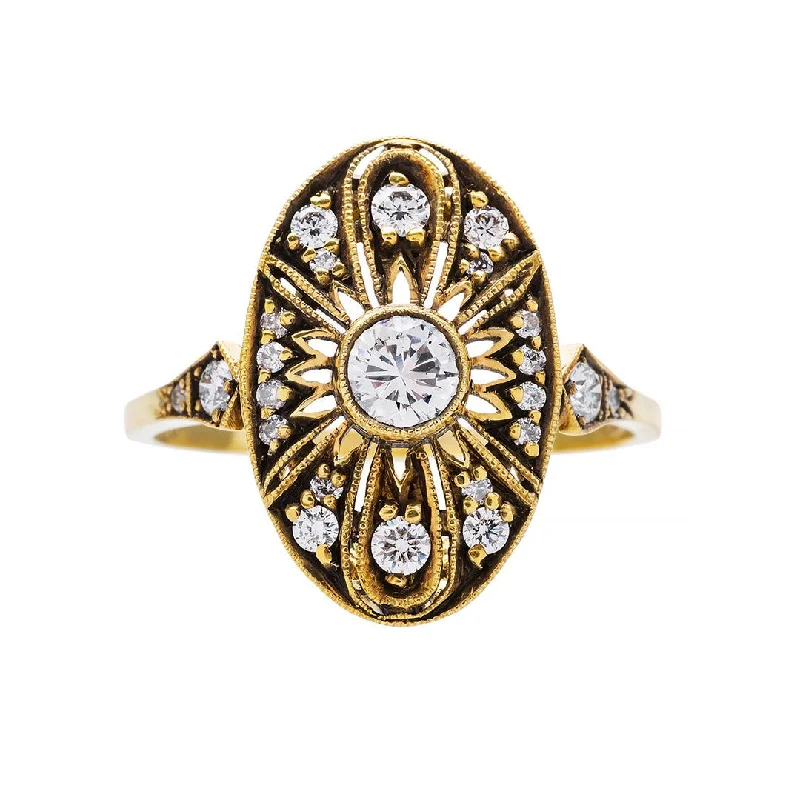 Men's Garnet Engagement Rings in 18K Gold Vermeil with Intricate Engraved DetailsYellow Gold Peachtree