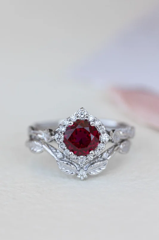 Men's Citrine Engagement Rings in Stainless Steel with a Stackable Band DesignLab ruby and diamond halo bridal ring set, nature inspired white gold stacking rings / Florentina Men's Citrine Engagement Rings in Stainless Steel with a Stackable Band DesignLab ruby and diamond halo bridal ring set, nature inspired white gold stacking rings / Florentina