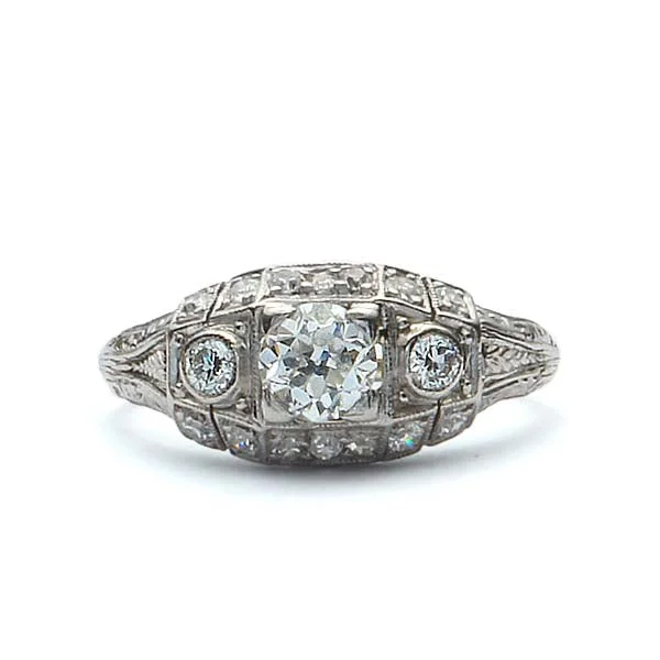 Men's Diamond Engagement Rings with Platinum Band and Halo Setting for a Luxury ProposalArt Déco Engagement Ring #VR180807-3