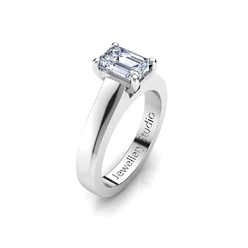 Men's Lapis Lazuli Engagement Rings in Sterling Silver with a Star - Shaped Stone SettingSolitaire Engagement Ring with 1.50ct Emerald Cut Diamond